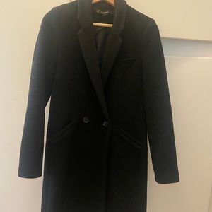 Zara Black Wool Blend Coat, Size XS